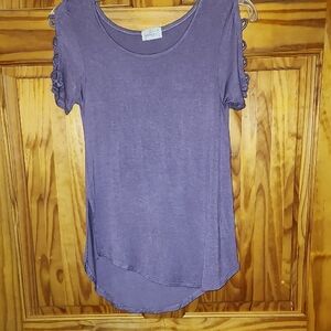 Glitz Lavender Short Sleeve Top with Cut-Out Details